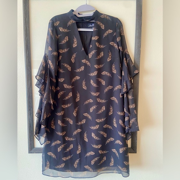 Black feather print choker dress by Sam Edelman - Picture 5 of 5